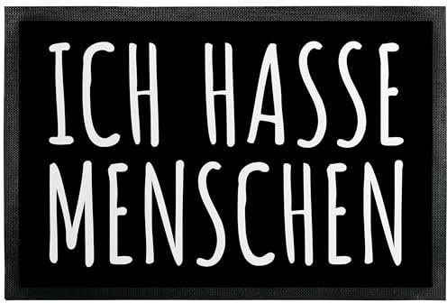 True Statements Witzige Deko Fußmatte „Ich Hasse Menschen“ - Lustige Fußmatte - für Innen & Außen – Geschenk für Freunde und Familie - für Büro Kollegen - Geschenk - rutschfest, 60 x 40 cm