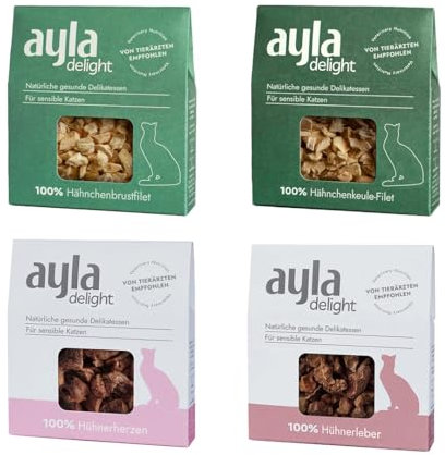 AYLA Premium Gefriergetrocknetes | 5X Bundle Proteinreiches Katzenleckerlis | Vital-Booster für Fell & Muskulatur | Für Kitten & Erwachsene Katzen (140g, Hähnchengeschmacksrichtungen-Mix)