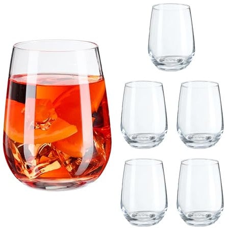 Relaxdays Trinkgläser 6er Set, Wassergläser, spülmaschinenfeste Getränkegläser, Saft, Limo, Eistee, 455 ml, transparent