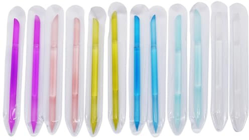 Lot de 12 pousse-cuticules en verre et outil de retrait de cuticules double face pour ongles en cristal