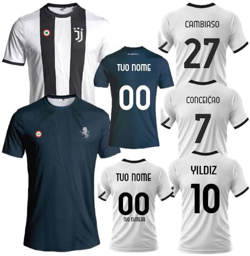 JUVENTUS Maglia Calcio Juve Bianco Nera | Campionato Serie A | Replica Ufficiale FC | Scegli Il Tuo Giocatore Gatti Cambiaso Yildiz Conceição Vlahovic PS 41410-MIX-3