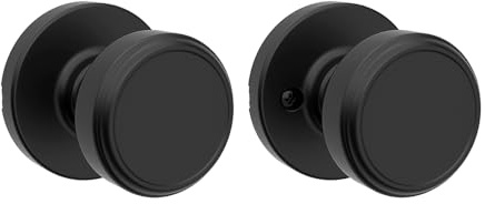 Kwikset Maven Interior Passage Door Knob, Handle for Closet and Hallway Doors, Round Non-Locking Doorknob in Matte Black, with Microban Protection