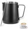 Pot à Lait en Acier Inoxydable,Tianher Pot à Lait en Acier Inoxydable à Main Levée Café Barista Inox Pichet avec Mesure Mark et Latte Art Pen pour Création Cappuccino Espresso (sombre)