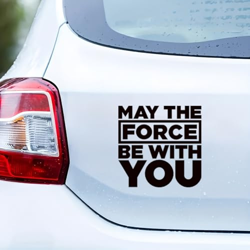Star Wars Aufkleber May the Force Be With You - Offizieller Stil - Hochwertiger Vinyl-Sticker für Laptop, Auto & Handy - Schwarz/Weiß Design - Ideal für Fans (15x15cm, 2er-Set)