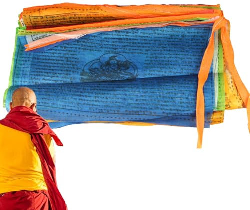 Bandiere di Preghiera Tibetane,20 Pezzi Stendardi Zen Buddhista - Decorazione Pacifica Sacri Tibetani 25x15 Cm per Parete Cortile Esterno Interno