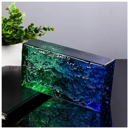 Verarbeitete Glasfliesen, Glasbausteine ​​Blau & Grün 7,8x3,9x1,9 Zoll Wärmedämmung Schalldichte kristallklare Ziegel