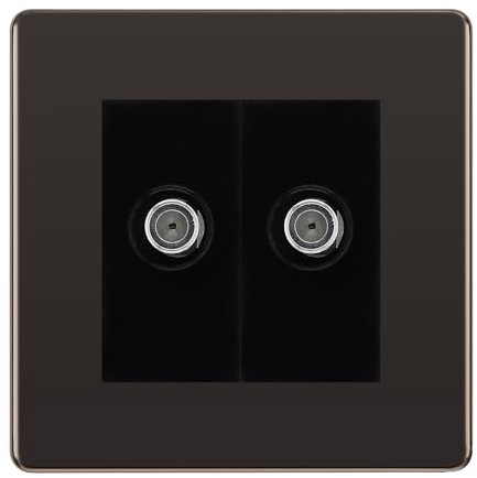 BG Screwless Black Nickel Double Satellite Socket FBN642B