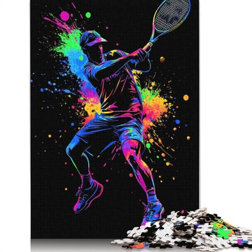 1000 Piece Wooden Jigsaw Puzzles Tennis Player Silhouette Jigsaw Puzzle Family Activity 1000pcs (75x50cm)