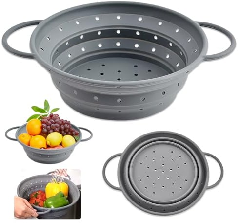 Nudelsieb Faltbar, 28cm Faltbares Sieb, Faltbares Nudelsieb, HitzebestäNdiges Falt-Sieb, Silikon-KüChensieb,Bpa-Frei, GemüSe & Obst,HitzebestäNdig SpüLmaschinenfest, Ideal für KüChe & Camping