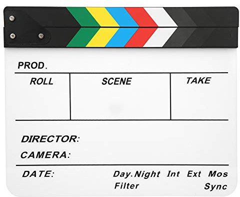 Ejoyous Filmklappe Clap‑Stick Leicht zu Löschende Kreide für Filmsouvenirs (Farbstreifen-Whiteboard (PAV1))