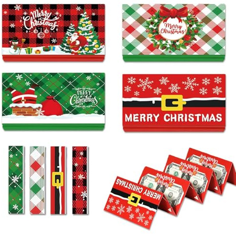 Geldgeschenke Weihnachten, 4 Stück Geldgeschenk Weihnachten Geldgeschenke Geburtstag Kleine Weihnachtsgeschenke für Freunde Kollegen, Weihnachts-Geld Geschenkkartenhalter (A)