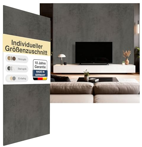 WALLando Premium Wandpaneele Beton Dunkel – Individuell zuschneidbar | Robuste PVC-Wandverkleidung für Wohnzimmer, Küche & Bad – Einfache Montage ohne Bohren – Vielseitige, moderne Designs