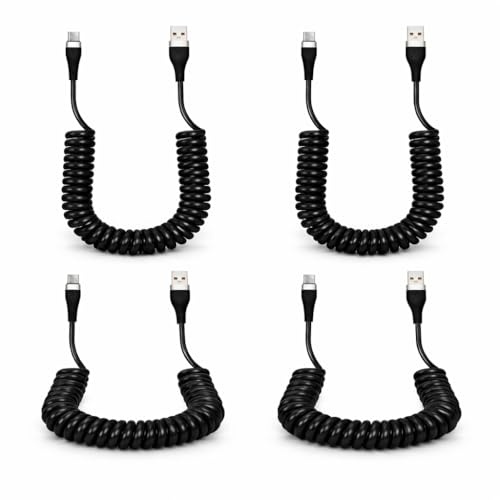 CanQuanSWZX 2PCS Cable USB C Charge Rapide Spiralé 1.8M, Câble USB vers USB C Rétractable, Câble Type C pour Charge Rapide 120W 6A, Compatible avec Android Auto et Tous Appareils USB C