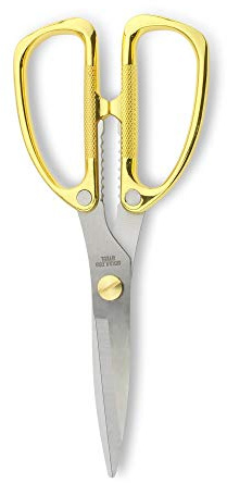 Grunwerg Multi-purpose Kitchen Shears Scissors, Heavy Weight Heavy Duty, Stainless Steel, Golden, 18.5 x 8.5 x 1 cm