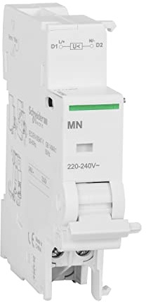 Schneider Electric a9 N26960 Trigger with Voltage Minimum MN, Fixed, 82.5 mm Height x 18 mm Width x 68 mm depth, 220 – 240 VAC, 50/60 Hz, White