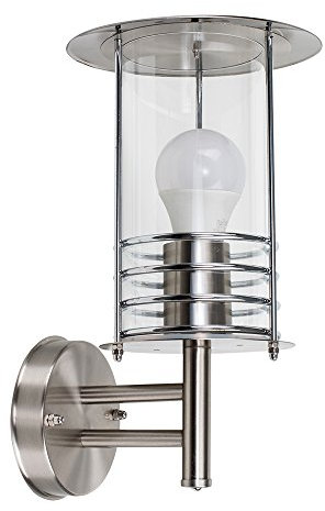 MiniSun | Modern Silver Stainless Steel Metal Fisherman's Lantern Wall Light | Outdoor Wall Lights, Home Décor & Improvement Essential