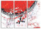Paul Sinus 130x90 cm 3 teiliges Leinwandbild Fotoleinwand rot grau weiß schwarz Halbkreis Punkte Abstrakte Kunst