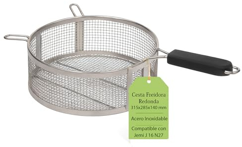 CubetasGastronorm ® Cesta Freidora Redonda Acero Inoxidable 18,5f. x 25,5an cm Adaptador J 16 N27 Recambio Profesional Compatible Con Jemi Cocina Industrial Bar Restaurante Taller Profesional PlusPro