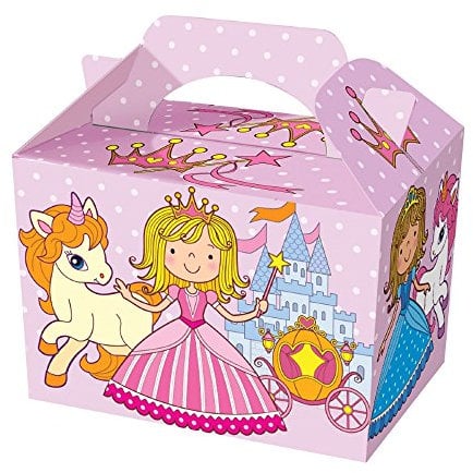 Diamante Crafts 10 Party Boxes -Themed Character Cardboard Lunch Food Loot Treat Box -16 Designs (10 - Princess Boxes)