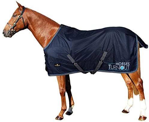 Horses, Coperta da Paddock per Cavallo Turnout, Impermeabile, Resistente, con Cinghie ad Incrocio, Blu 145 cm