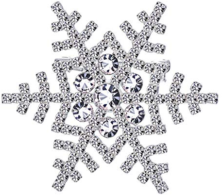 FOCALOOK Damen Weihnachtsbrosche versilbert Schneeflocke Brosche Pins Kristall Dekoration Anstecknadel Schmuck für Anzug