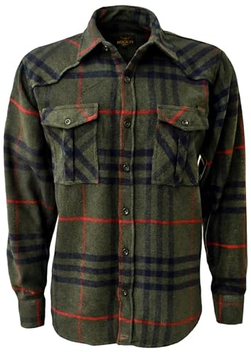 ROCK-IT Apparel Camicia di Flanella a Maniche Lunghe da Uomo a Quadri da Boscaiolo Con Barra di Chiusura [S-5XL] Qualità Premium Grigio/Blu/Bianco a Scacchi Medium