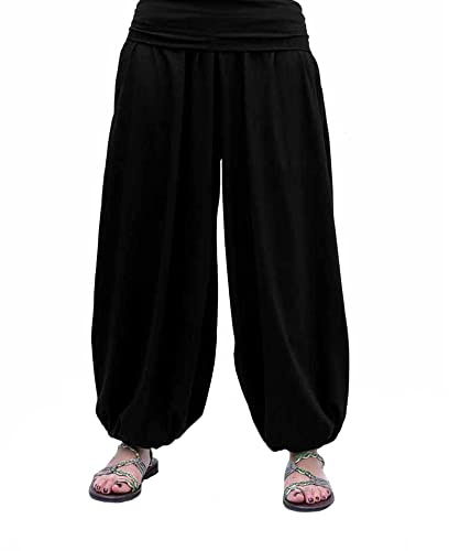 SAVARI | Pantalón Bombacho | Modelo Aladin | Pantalones Harem | con Estilo Oriental, Ancho, Largo y Cómodo | Ideal para Yoga | Mujer y Hombre | Lisos | Gris, Blanco, Vino, Negro, Azul Marino | S-3XL