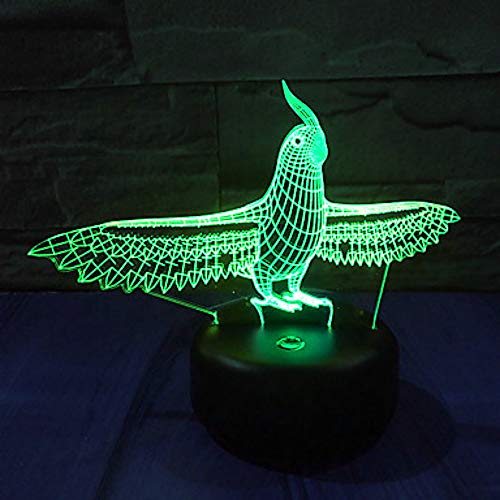 Jinson well 3D Papagei Vogel Lampe led Illusion Nachtlicht 7 Farbwechsel Touch Switch Tisch Schreibtisch Dekoration Lampen mit Acryl Base USB Kabel Spielzeug