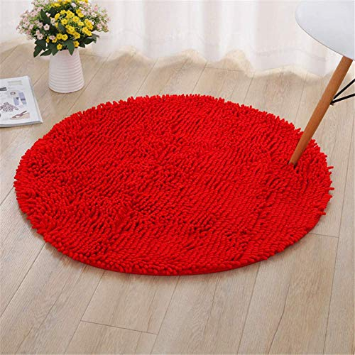 Willlly Runden Chenille Badematte Super Weicherbad Teppiche Anti Rutsch Bequeme Waschbarer Badteppich Flauschiger Badezimmerteppich In Shaggy Optik 60Cm,Champagner (Color : China Rot, Size : 100cm)