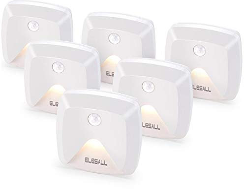 Luces adhesivas con sensor de movimiento, luz nocturna LED blanca cálida, luces de escalera que se pegan en cualquier lugar, luz de armario inalámbrica, luz de pared a pilas para cocina, pasillo,