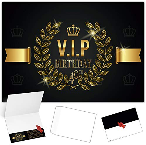 A4 XXL 40 Geburtstag Karte VIP 40th BIRTHDAY mit Umschlag - edle Geburtstagskarte Glückwunschkarte zum 40. Geburtstag für Frau Mann von BREITENWERK