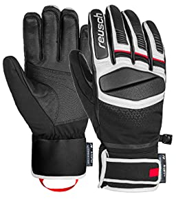 Reusch Mastery langlebige, widerstandsfähige, warme Unisex Winterhandschuhe Fingerhandschuhe Schneehandschuhe Skihandschuhe für Damen und Herren, 7745 Black/White/Fire Red, 9