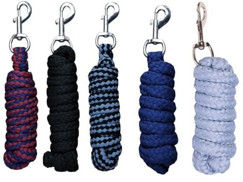 NETPROSHOP Weicher Anbindestrick Pferde Führstrick mit Karabinerhaken 1,80 m Farbauswahl, Farbe:Navy/Bordeaux