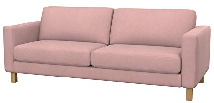 Soferia Kompatible Ersatzbezug fur KARLSTAD 3er-Sofa, Stoff Majestic Velvet Blush Pink (FLECKENABWEISEND und WASSERABWEISEND), Rosa