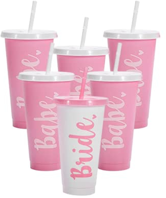 Bride & Babe Bachelorette Becher für Junggesellenabschied [6er Pack],Bachelorette Party Supplies,Bachelorette Party Becher,Brautparty Becher,Brautjungfer Becher Set von 6