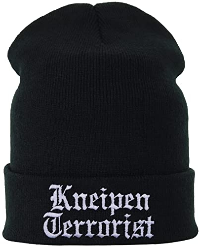 EXPRESS-STICKEREI Lustige Strickmütze - Warme Wintermütze mit Spruch Kneipen Terrorist - Beanie für Damen und Herren - Unisex Wollmütze - Heavy Metal Haube mit Spruch