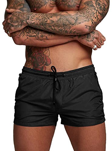 Donason Costume da Bagno Uomo, Pantaloncini Sportivi da Uomo Asciugatura Rapida Pantaloni Corti da Corsa Calzoncini da Surf sulla Spiaggia con Fodera in Mesh e Tasche