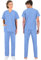 B-well, “Morelli” - Set unisex con casacca e pantaloni con cordoncino, uniforme per medici, tessuto leggero in 100% cotone, Azzurro, XXXL