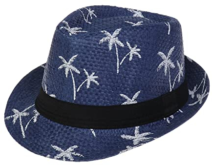 Xiang Ru Chapeau de Paille Unisexe Panama Plage Casual Pêche Randonnée F:Bleu