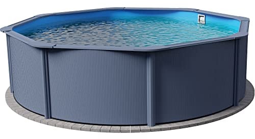 Planet Pool Stahlwandpool rund Classic 450x120 cm, Stahl 0,4 mm anthrazit, Folie 0,3 mm blau, Overlap