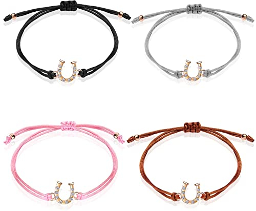 4 Stück Freundschaftsarmband Handmade,Filigranes Armbänder Einstellbar,Armband Damen,Enverstellbar Glücksbringer Armband Set Modeschmuck,Pärchen Armband für Liebhaber Valentinstag,Weihnachtsgeschenke