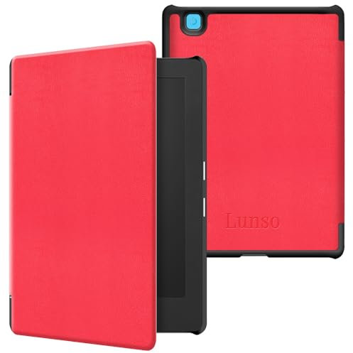 Lunso Compatible avec Kobo Aura Edition 2 Étui (6 pouces) - Housse de remorquage - Rouge