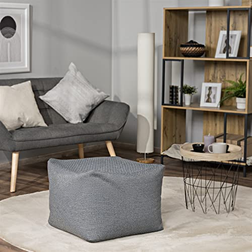 Paco Home In- & Outdoor Sitzsack Sessel Wohnzimmer Sitzkissen Hocker Sitzhocker Bodenkissen Fußhocker Pouf Ohne Füllung, Farbe:Anthrazit 1, Größe:50x50x40