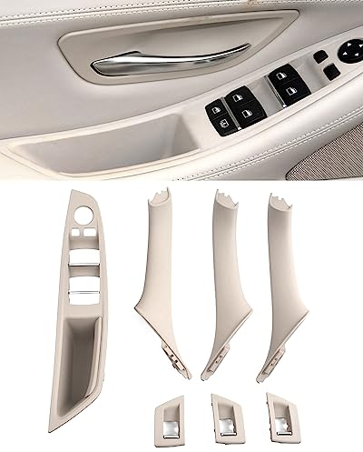 TZYSZDB Autotürgriff 7er Set f10 Türgriff für BMW 5er Türseitengriff BMW 520 523 525 528 530 535 Fensterheber-Ersatzsatz (Off-Weiß)