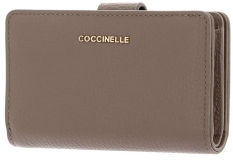 Coccinelle Leder Geldbörse Metallic Soft Mini Wallet Grained Leather Warm Taupe