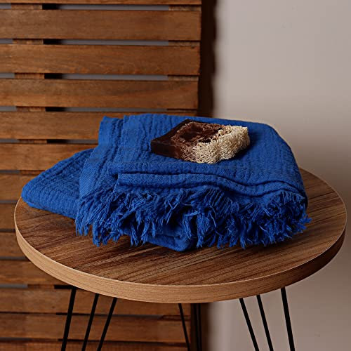 Püskül - Extra Weich Musselin Duschtuch - Luxus Musselin Handtuch Erwachsene - 100% Türkische Baumwolle Saunatuch - Dünn Badetuch Groß 85x170cm (Dunkelblau, 1)