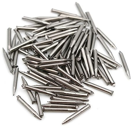 Design61 100x Stahlstifte Stahlnägel Kammzwecke 1,2 x 10 mm mit Geschnittener Spitze ohne Kopf Blank