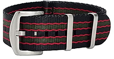 masar 22mm Premium NATO James Bond Original Black Red Green – Rot Schwarz Grün - Watch Straps, Bands – Uhrenarmband Ambandd, Uhren, Uhr