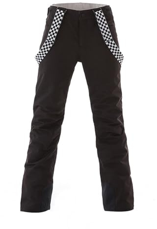 Skihose Damen Wasserdichte Professionelle Schneehose Winddichte Hosenträgerhose Winter Outdoor Regenhose Warme Wanderhose Snowboard Softshellhose mit abnehmbaren Trägern Overall & Schneefang Black XL