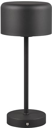 Reality Leuchten LED Akku Tischleuchte Jeff R59151132, Metall Schwarz matt, inkl. 1.5 Watt LED, 4 fach Touch